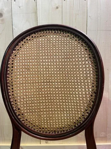 Set of 6 Louis XVI style medallion chairs in mahogany and cane