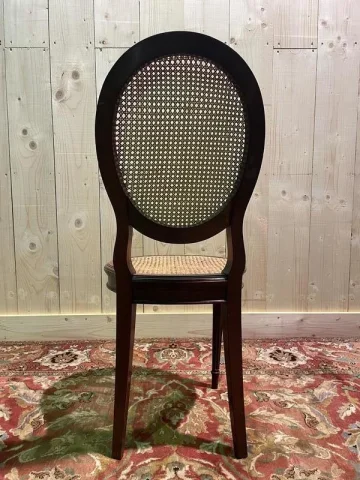 Set of 6 Louis XVI style medallion chairs in mahogany and cane