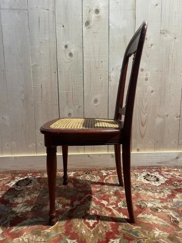 Set of 6 Louis Philippe chairs in cherry wood and cane
