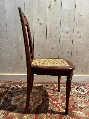 Set of 6 Louis Philippe chairs in cherry wood and cane
