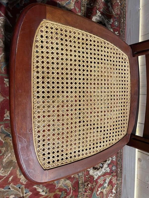 Set of 6 Louis Philippe chairs in cherry wood and cane