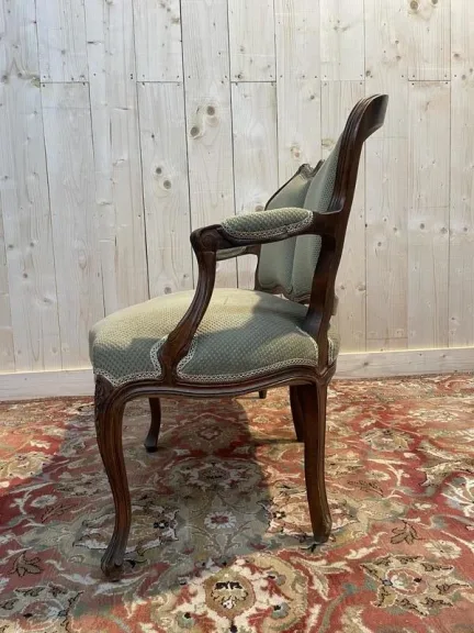 Canapé - Banquette de style Louis XV velours vert