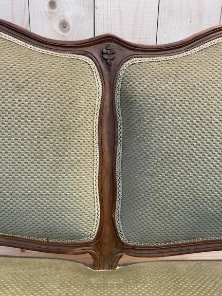 Canapé - Banquette de style Louis XV velours vert