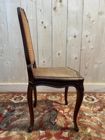 Set of 6 Louis XV chairs in walnut and cane