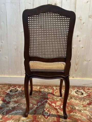 Set of 6 Louis XV chairs in walnut and cane