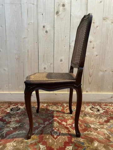 Set of 6 Louis XV chairs in walnut and cane