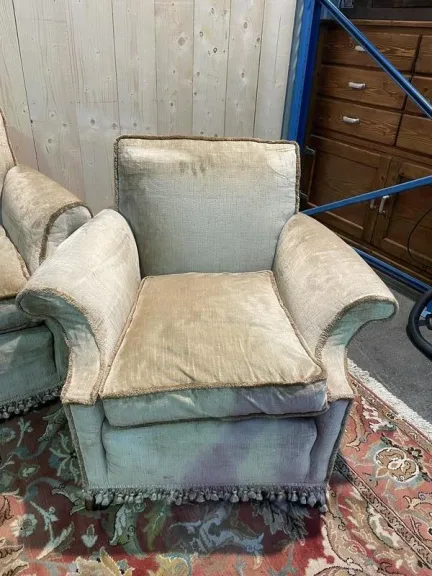 Salon canapé et paire de fauteuils velours  Napoléon III