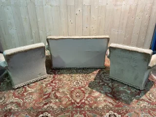 Salon canapé et paire de fauteuils velours  Napoléon III
