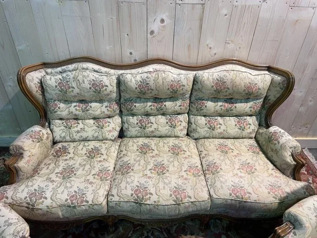 Louis XV style living room sofa and pair of armchairs