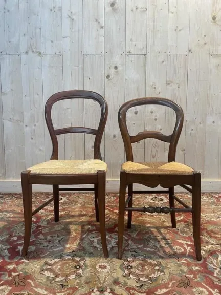 Suite de 6 chaises paillées Louis Philippe