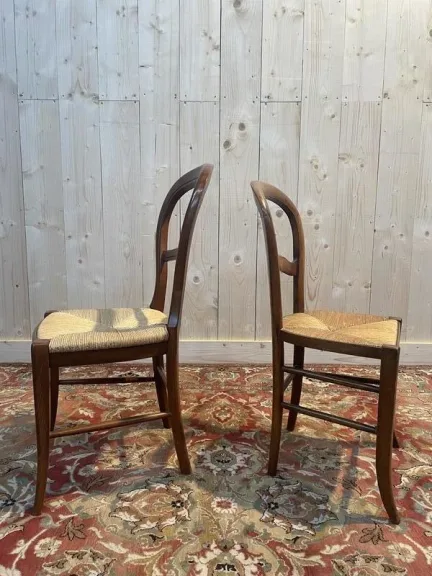 Suite de 6 chaises paillées Louis Philippe