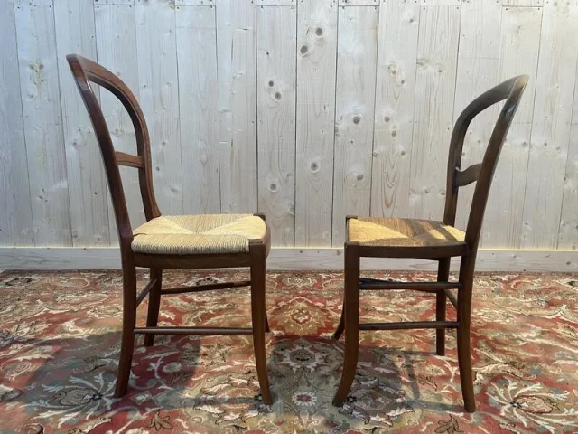 Set of 6 Louis Philippe straw chairs