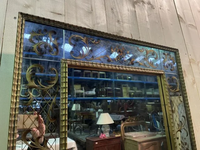 Miroir vénitien en verre églomisé et  bois doré