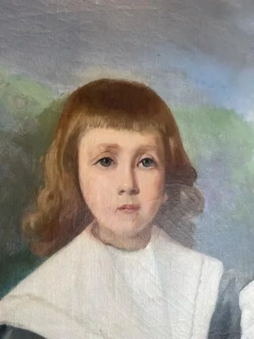 Huile sur Toile Cyprien Boulet Portrait d'enfants
