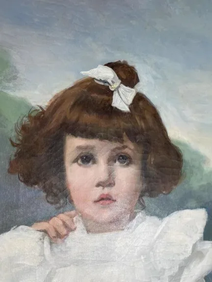 Huile sur Toile Cyprien Boulet Portrait d'enfants