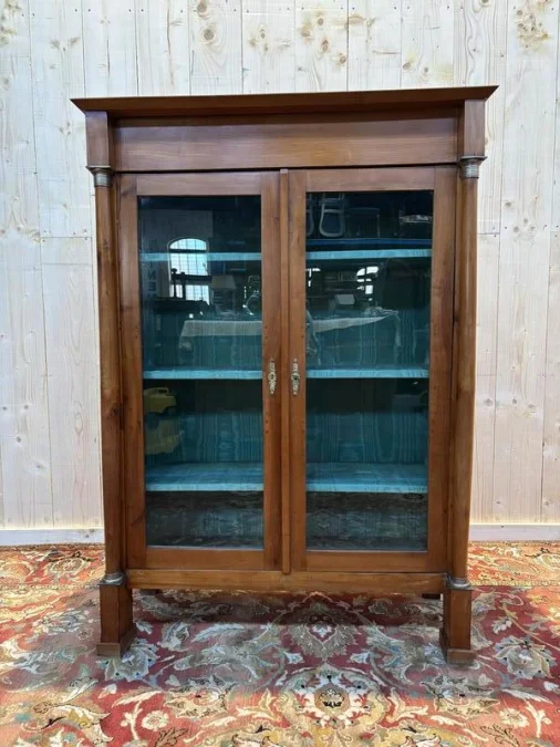Empire style cherry wood display cabinet/bookcase
