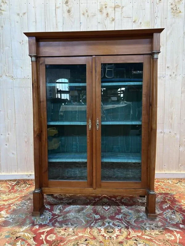 Vitrine/ bibliothèque de style empire  en merisier