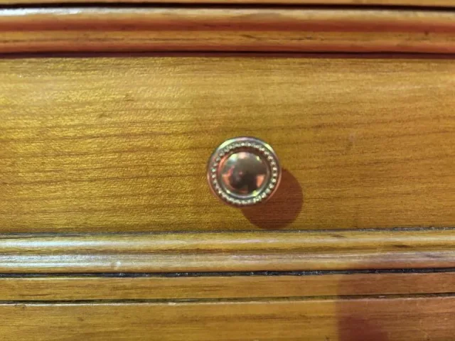 Pair of Louis XVI style bedside tables in cherry wood