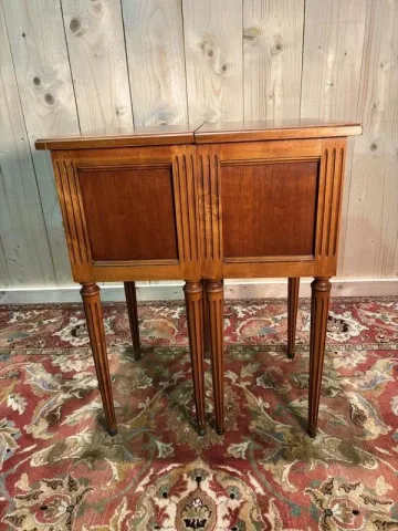 Pair of Louis XVI style bedside tables in cherry wood