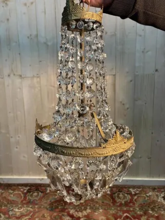 Lustre montgolfière à pampilles