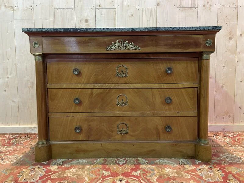 Empire style chest of drawers in green marble