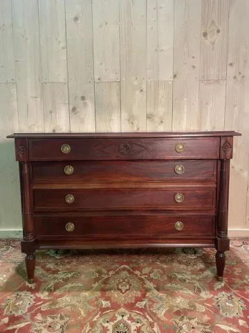 Empire style chest of drawers in solid mahogany