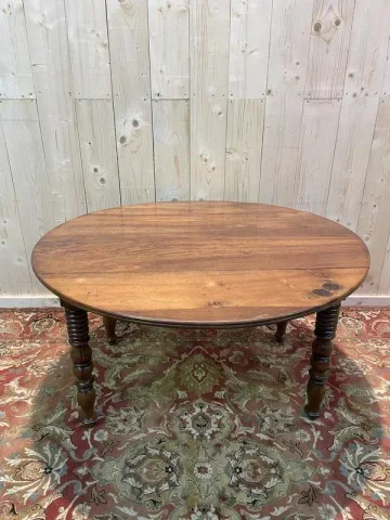 Table à manger ronde Louis Philippe en noyer