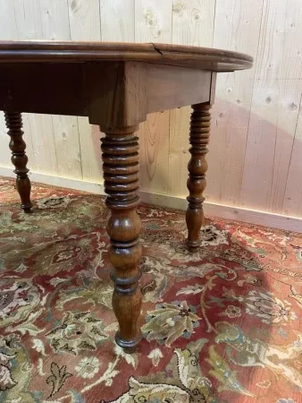Table à manger ronde Louis Philippe en noyer