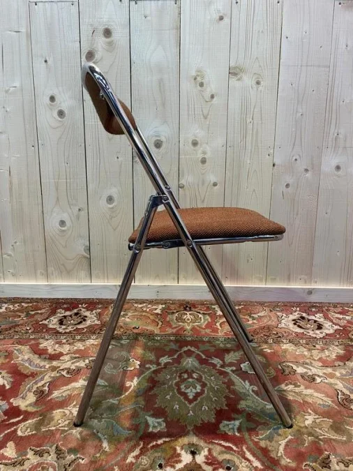 6 chrome folding chairs 1970