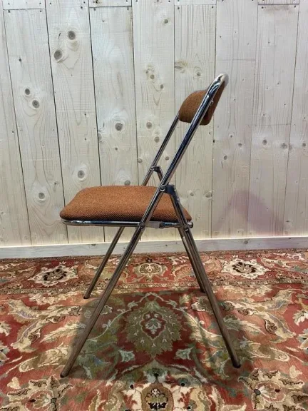 6 chaises pliables chromées 1970