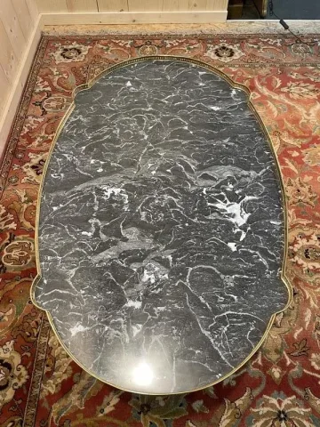 Table basse bouillotte de style Louis XVI marbre gris
