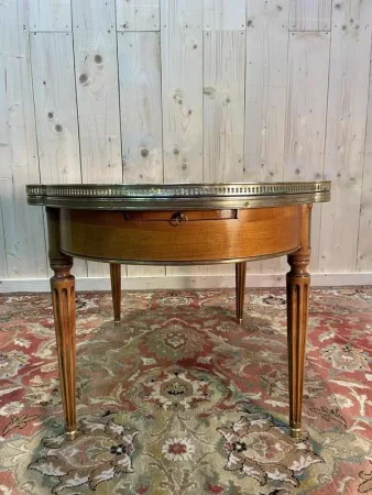 Table basse bouillotte de style Louis XVI marbre gris