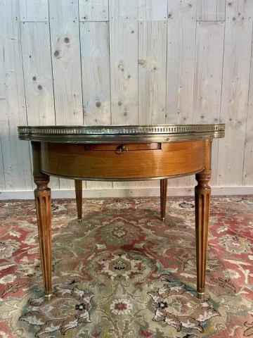 Table basse bouillotte de style Louis XVI marbre gris