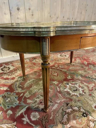 Table basse bouillotte de style Louis XVI marbre gris