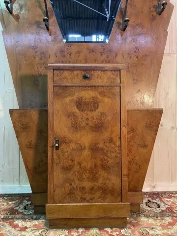 Portemanteau - Vestiaire époque Art Déco en loupe d'orme