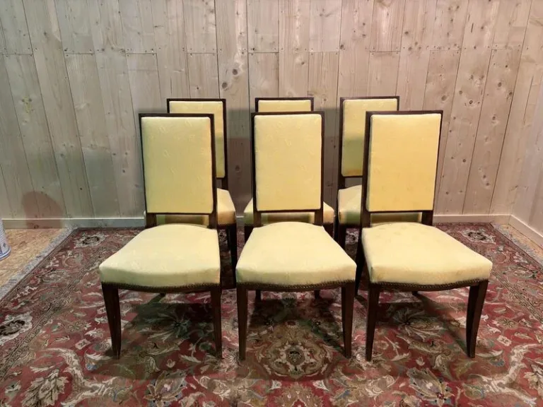 6 chaises en acajou  dans le goût Arbus