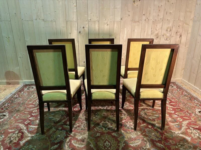 6 chaises en acajou  dans le goût Arbus