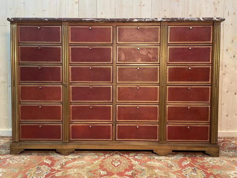 Napoleon III mahogany and marble notary cardboard