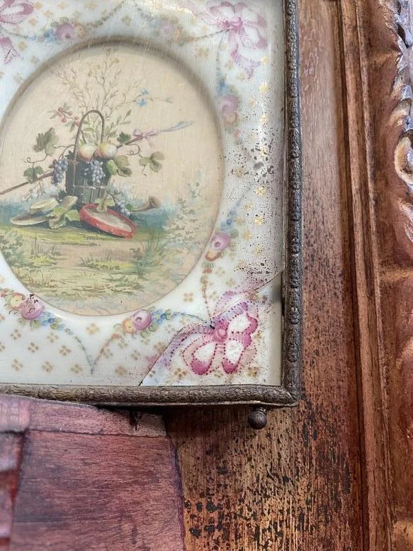 Tableau de cabinet de curiosités en Trompe l'œil - Faux livres