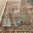 Table basse en verre et plexiglas signée "Fabian Roma"