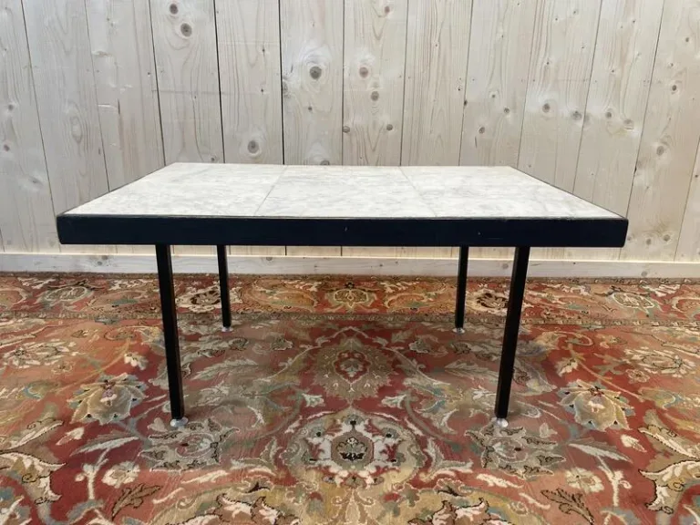 Table basse 1960 plateau marbre