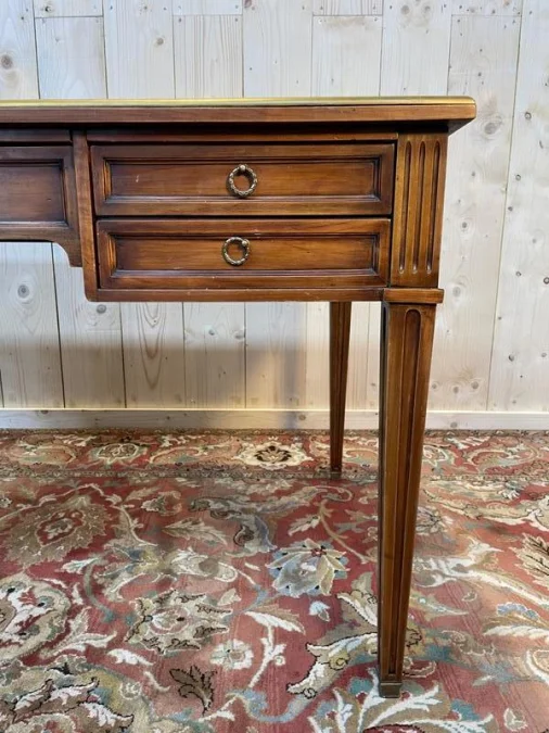 Louis XVI style desk in cherry and green leather