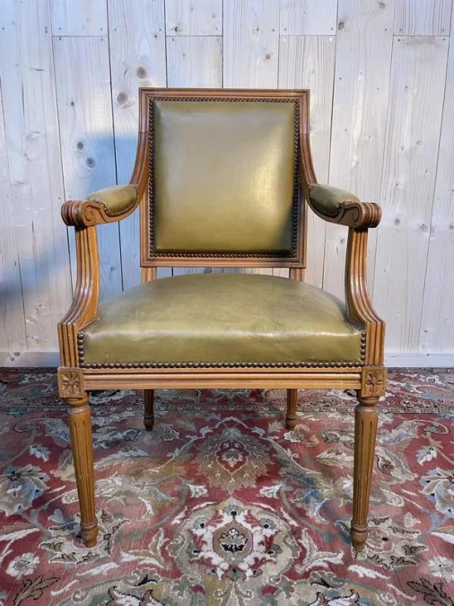 Louis XVI leather -style office chair