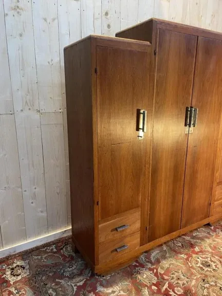 Armoire de chambre -Penderie époque Art Déco en chêne