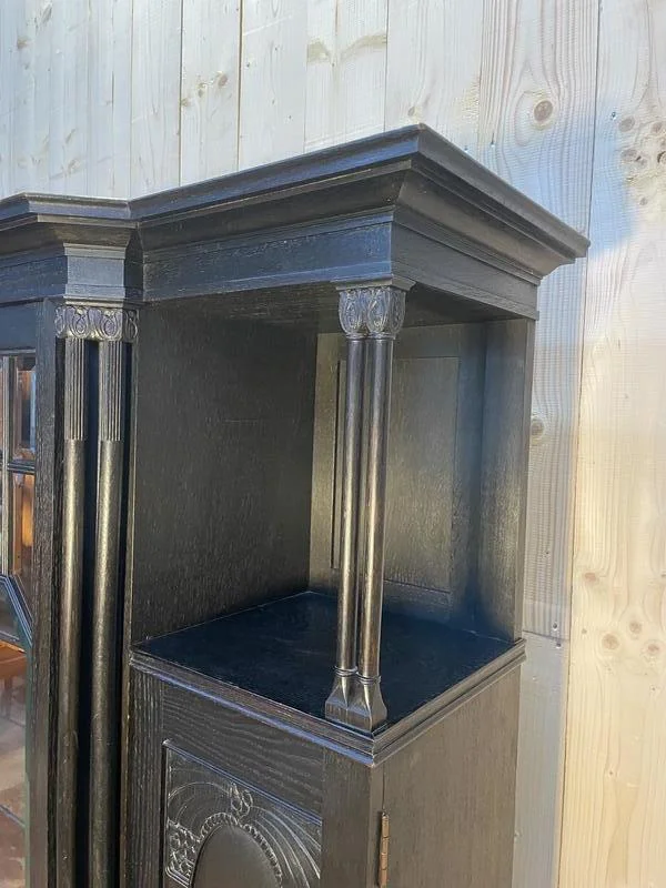 Vitrine - Napoleon III / English wardrobe in blackened wooden