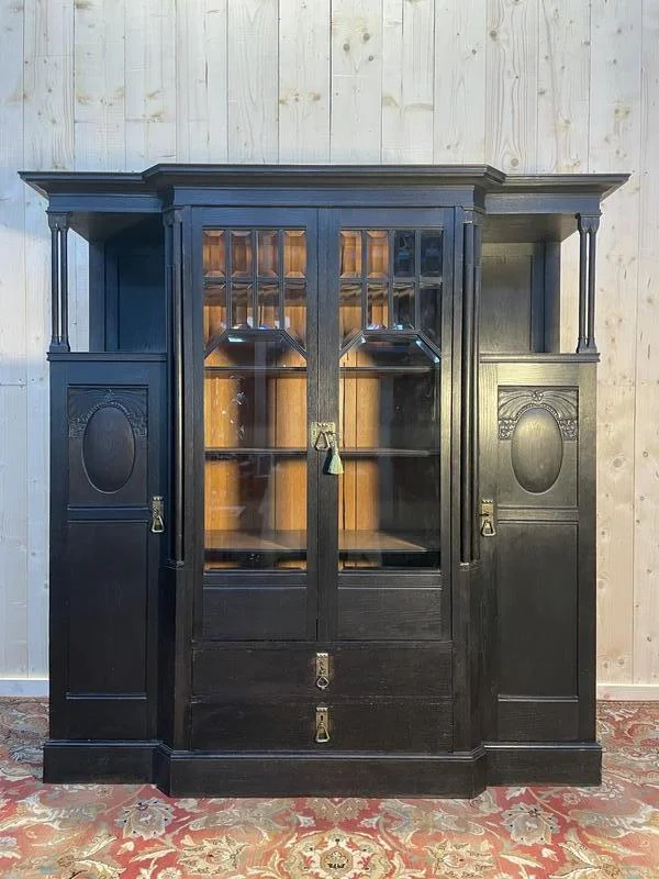 Vitrine - Napoleon III / English wardrobe in blackened wooden