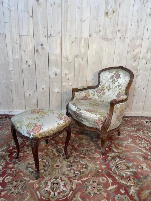 Louis XV style shepherdess and foot rest