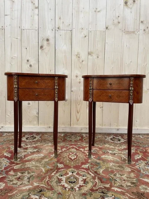 Pair of louis XV style bedside tables -transition