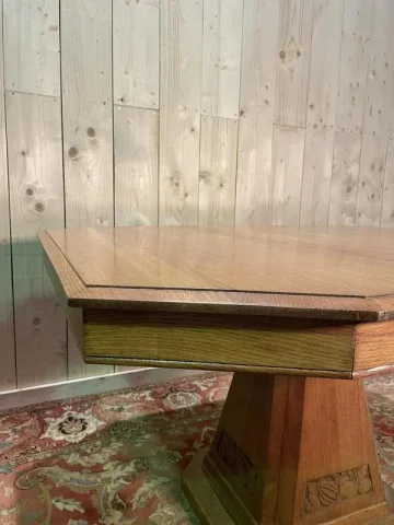 Table de salle à manger époque Art Déco en chêne massif