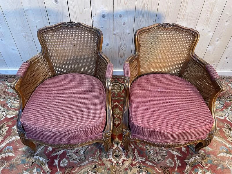 Pair of armchairs - Louis XV style shepherdes